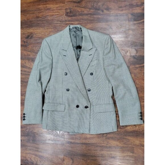 VTG Missoni Wool Long Sleeve Houndstooth Double Breasted Blazer White/Black 38 M - Picture 4 of 16